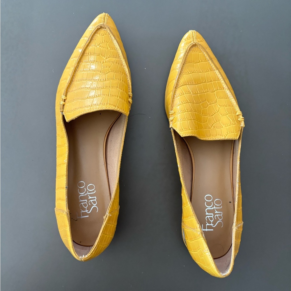 Franco Sarto yellow flats, size 8
